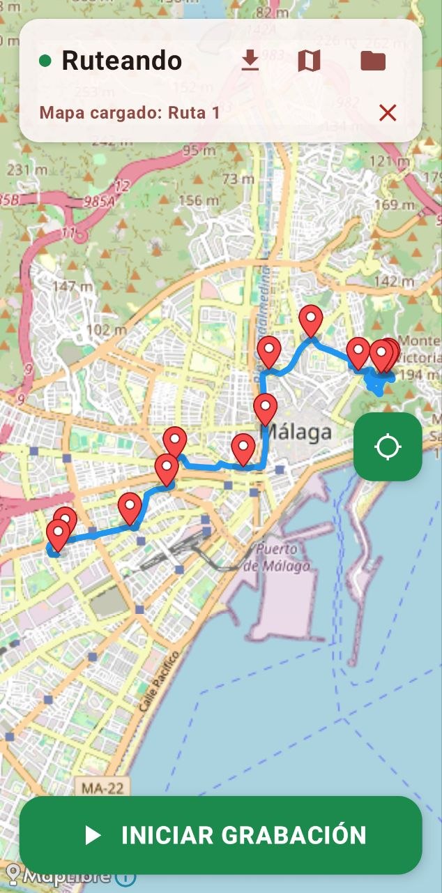 Ruteando en acción - Grabación de ruta y mapa topográfico